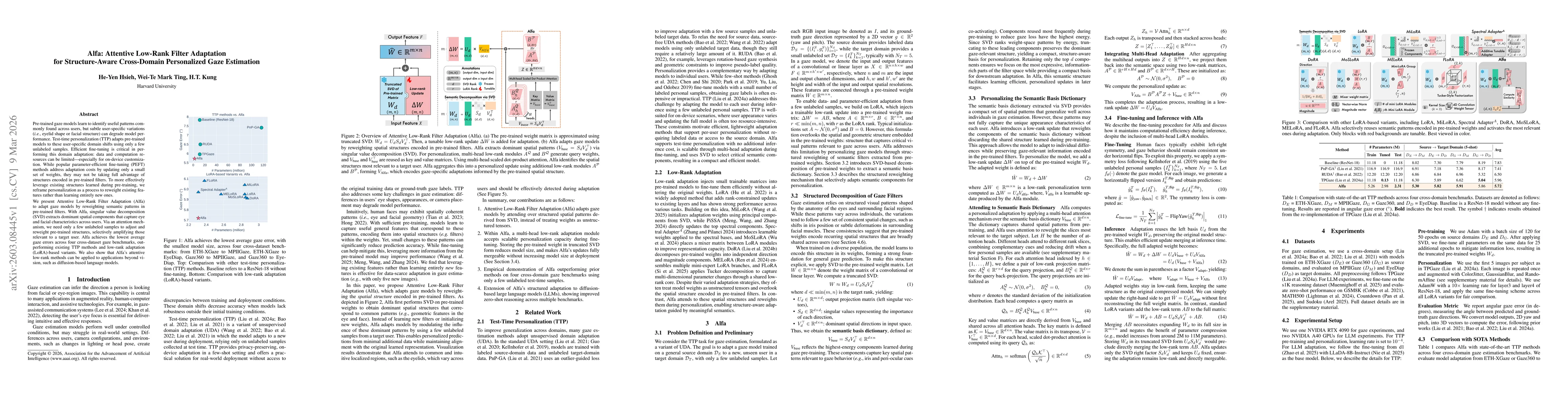 Thumbnail for Alfa: Attentive Low-Rank Filter Adaptation for Structure-Aware Cross-Domain Personalized Gaze Estimation