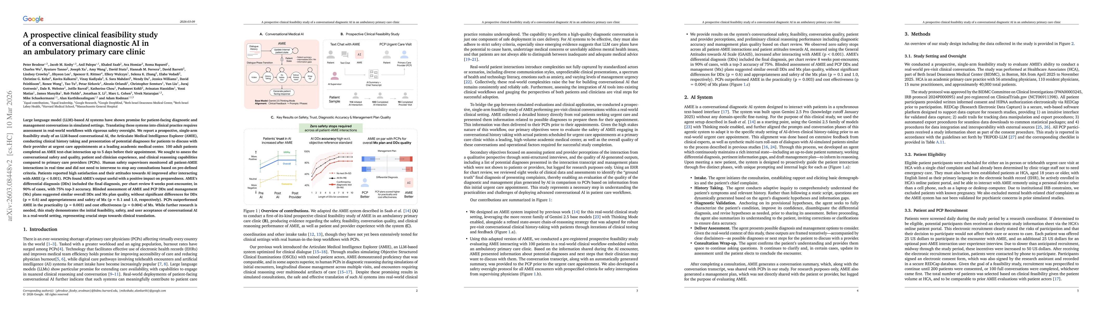Thumbnail for A prospective clinical feasibility study of a conversational diagnostic AI in an ambulatory primary care clinic