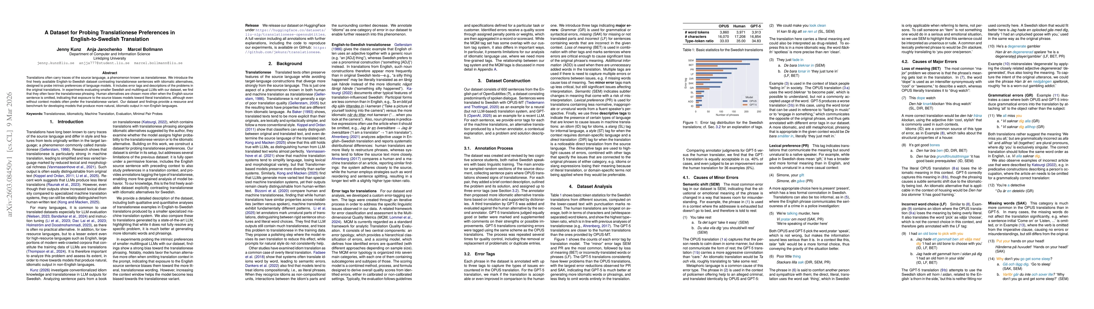 Thumbnail for A Dataset for Probing Translationese Preferences in English-to-Swedish Translation