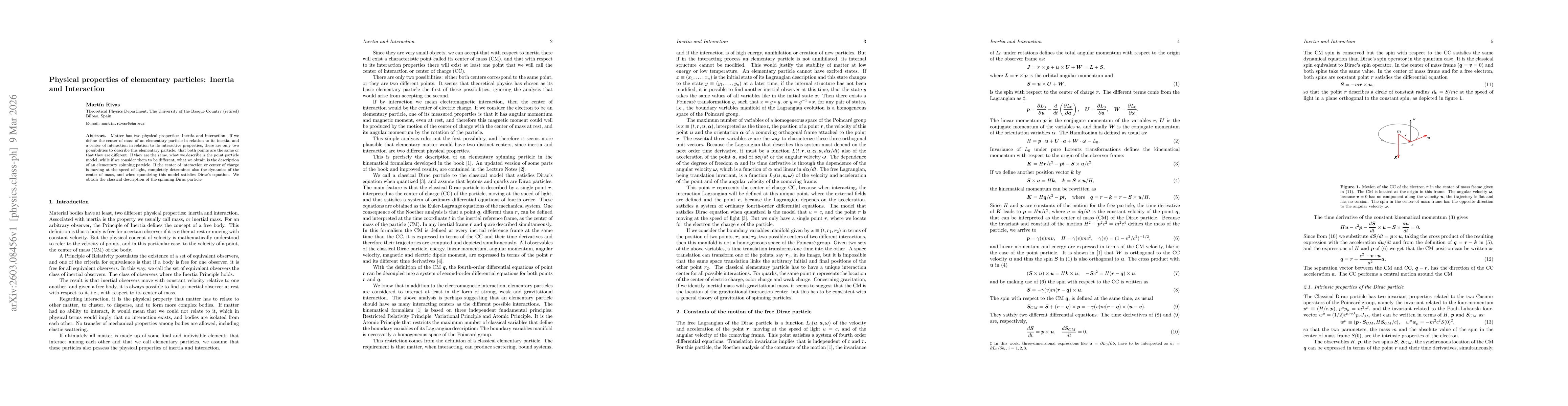 Thumbnail for Physical properties of elementary particles: Inertia and Interaction