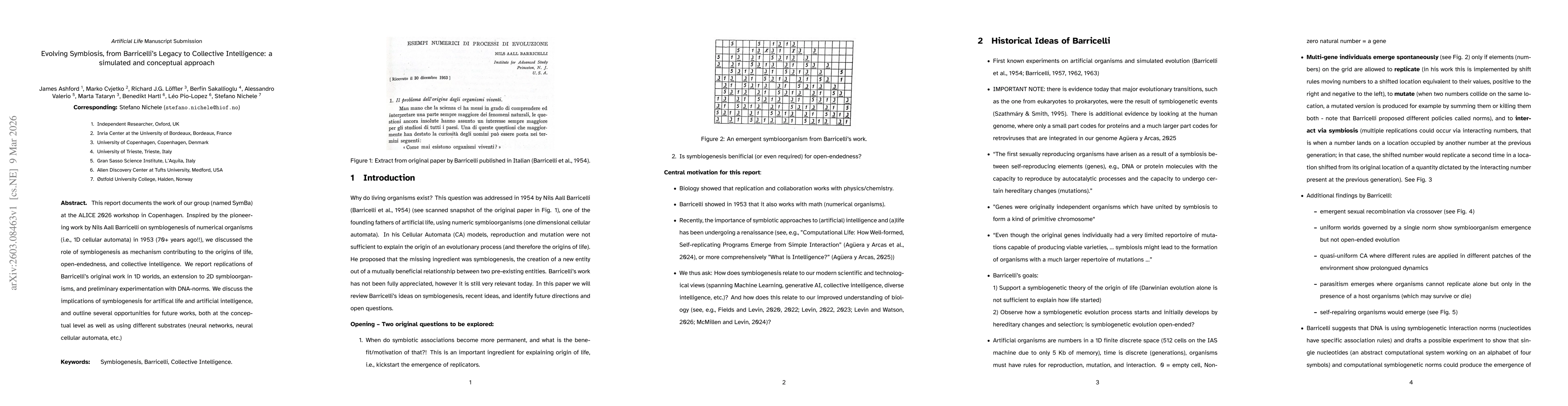 Thumbnail for Evolving Symbiosis, from Barricelli's Legacy to Collective Intelligence: a simulated and conceptual approach