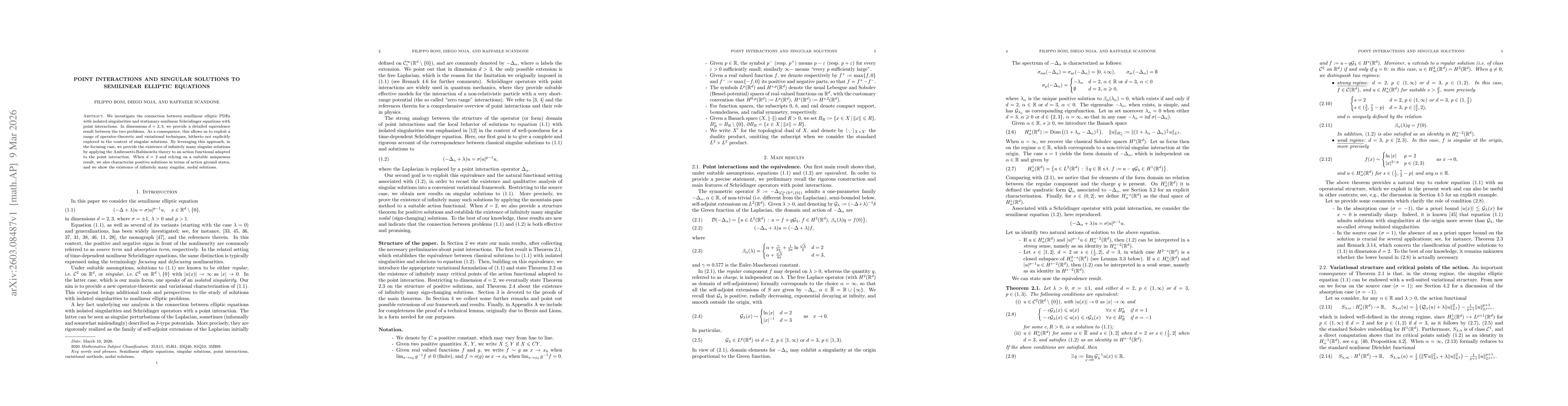 Thumbnail for Point interactions and singular solutions to semilinear elliptic equations