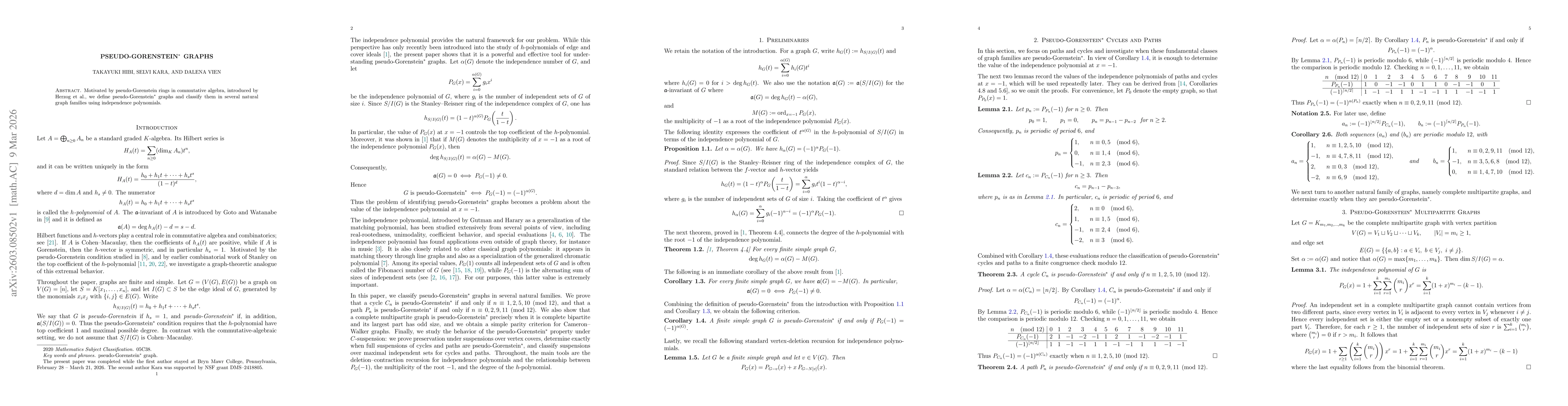 Thumbnail for Pseudo-Gorenstein$^{*}$ Graphs