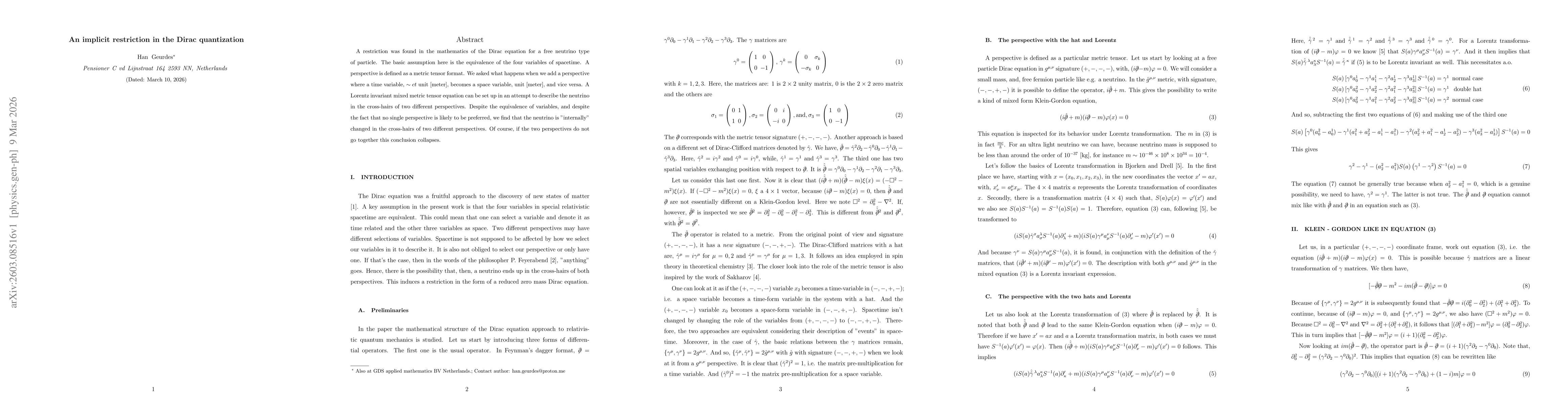 Thumbnail for An implicit restriction in the Dirac quantization