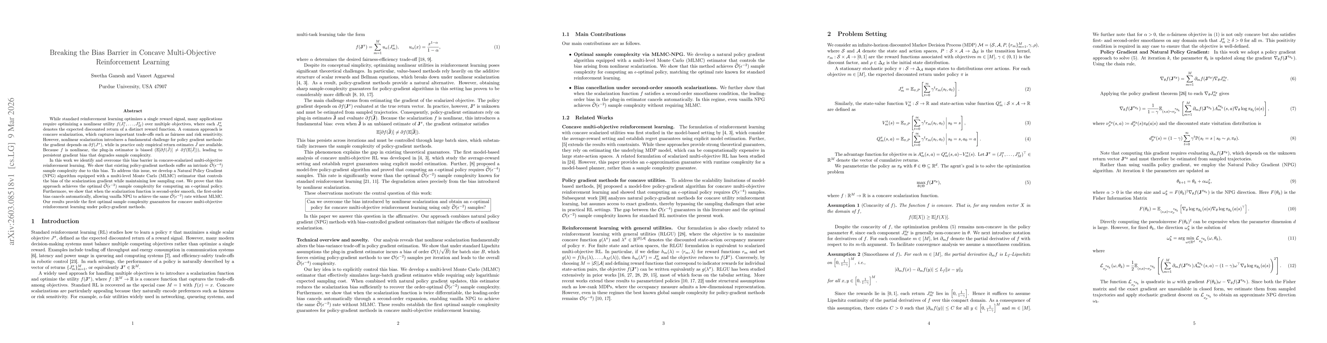 Thumbnail for Breaking the Bias Barrier in Concave Multi-Objective Reinforcement Learning
