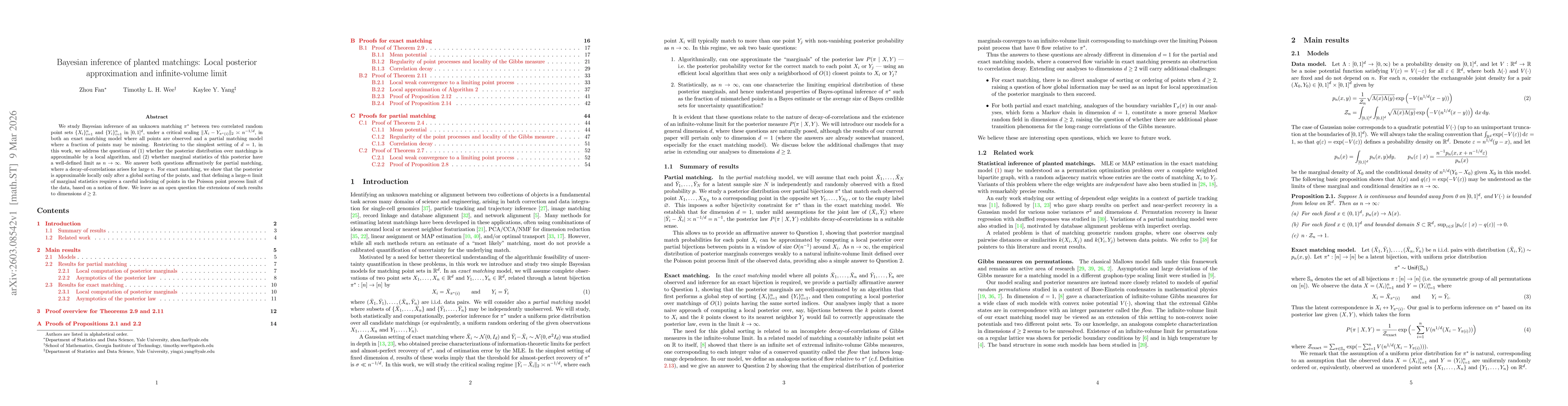 Thumbnail for Bayesian inference of planted matchings: Local posterior approximation and infinite-volume limit