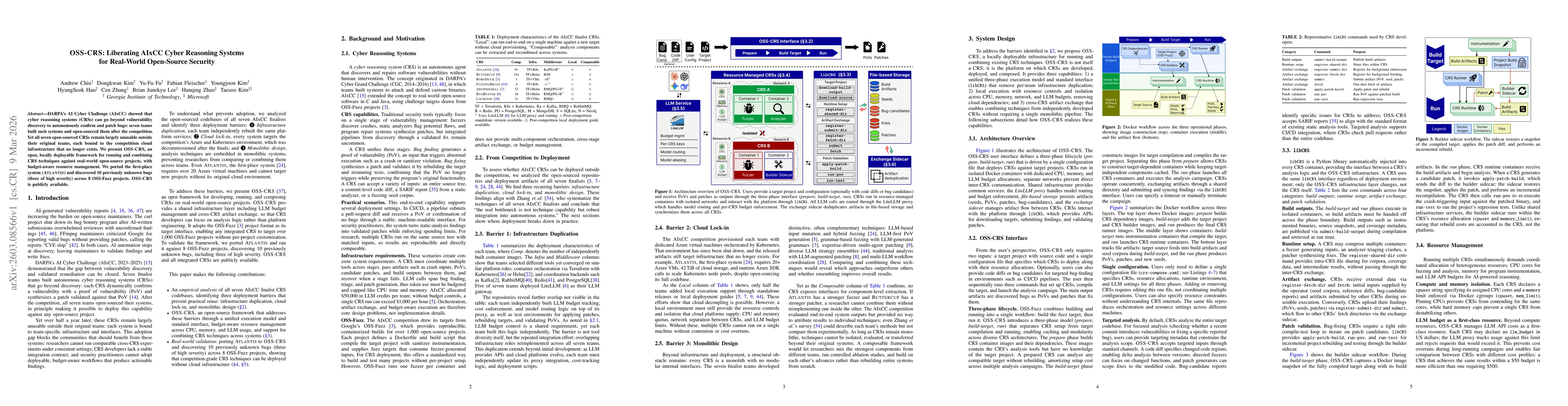 Thumbnail for OSS-CRS: Liberating AIxCC Cyber Reasoning Systems for Real-World Open-Source Security