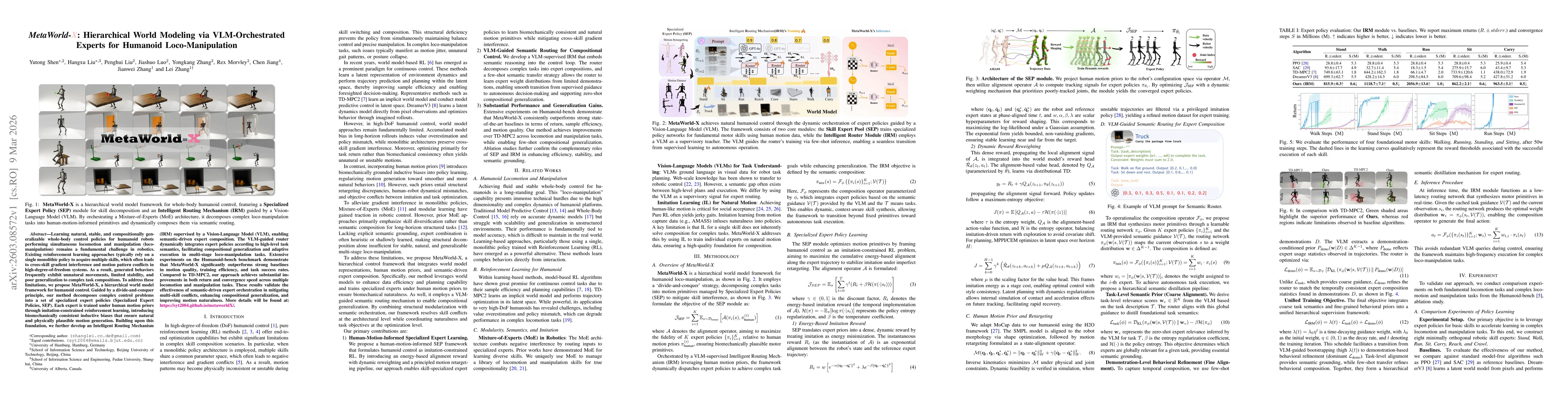Thumbnail for MetaWorld-X: Hierarchical World Modeling via VLM-Orchestrated Experts for Humanoid Loco-Manipulation