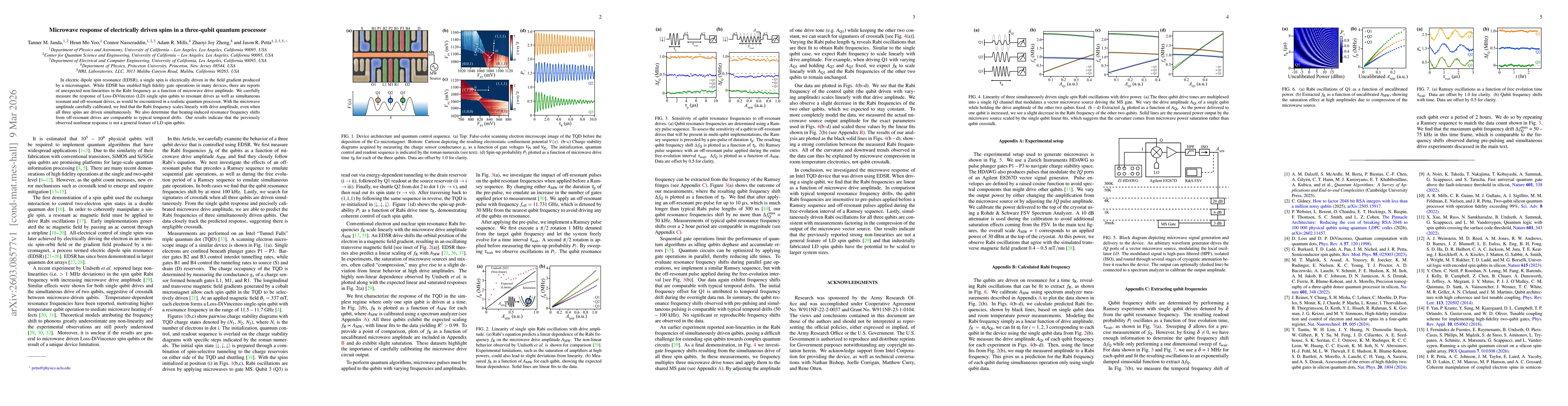 Thumbnail for Microwave response of electrically driven spins in a three-qubit quantum processor