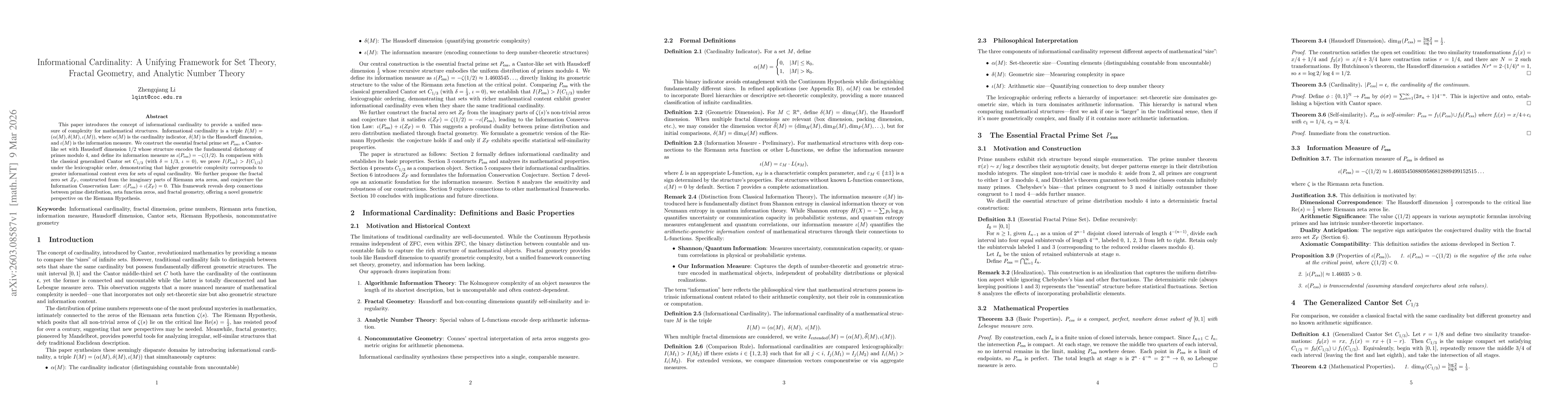 Thumbnail for Informational Cardinality: A Unifying Framework for Set Theory, Fractal Geometry, and Analytic Number Theory