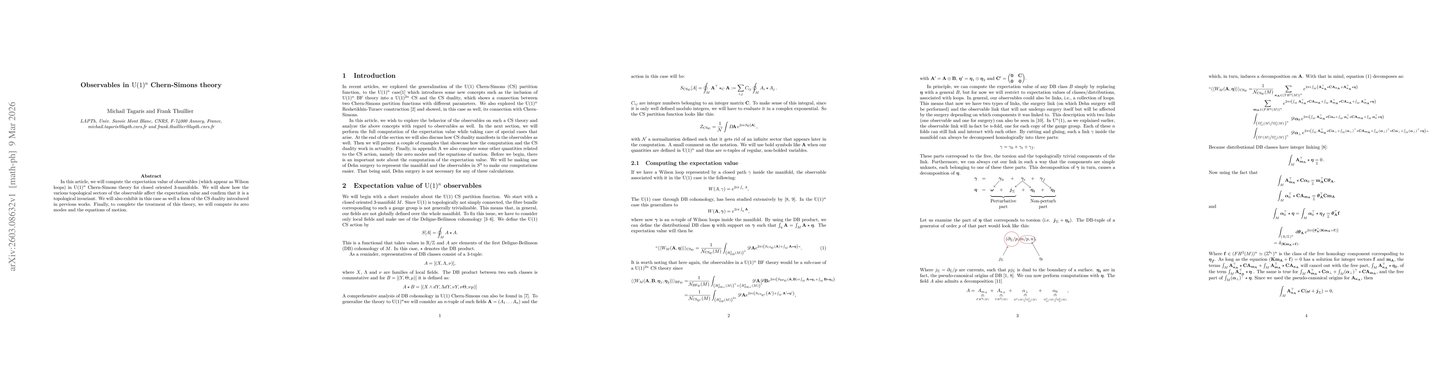 Thumbnail for Observables in $\mathrm{U}(1)^n$ Chern-Simons theory