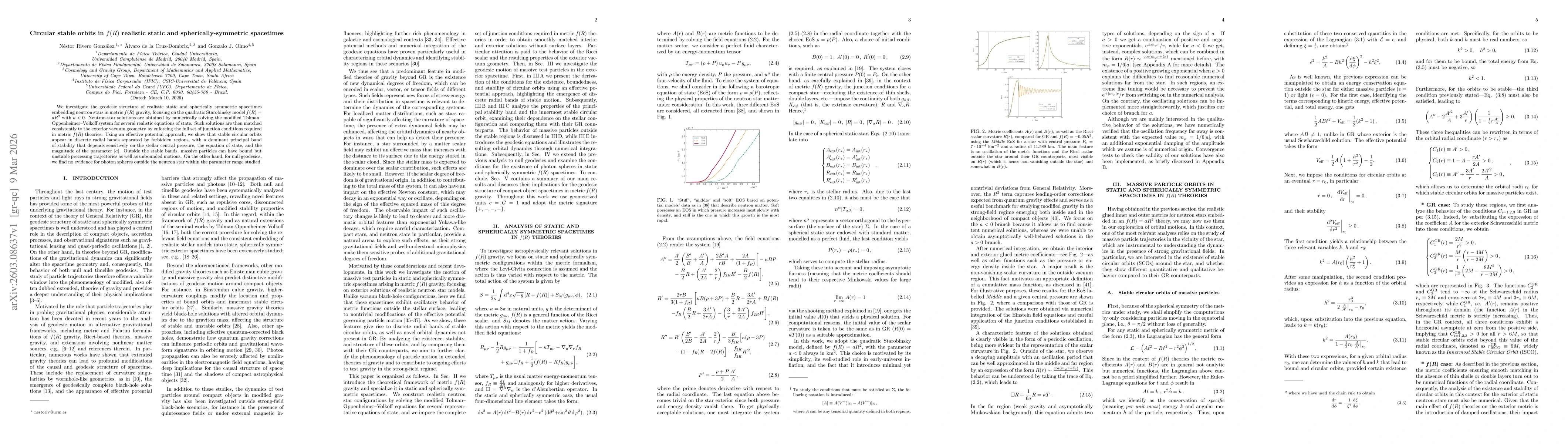 Thumbnail for Circular stable orbits in $f(R)$ realistic static and spherically-symmetric spacetimes