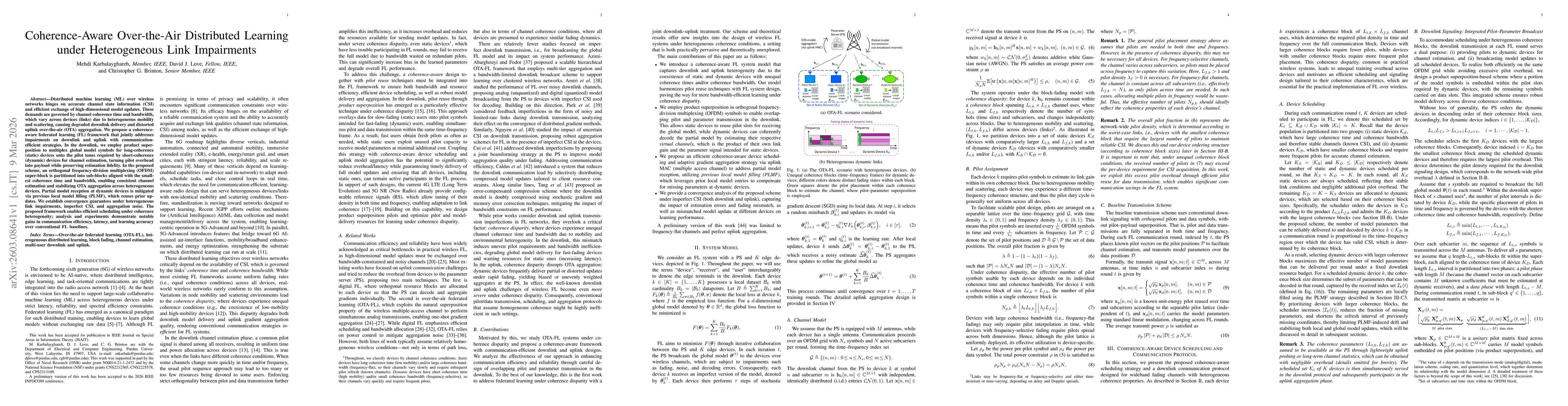 Thumbnail for Coherence-Aware Over-the-Air Distributed Learning under Heterogeneous Link Impairments