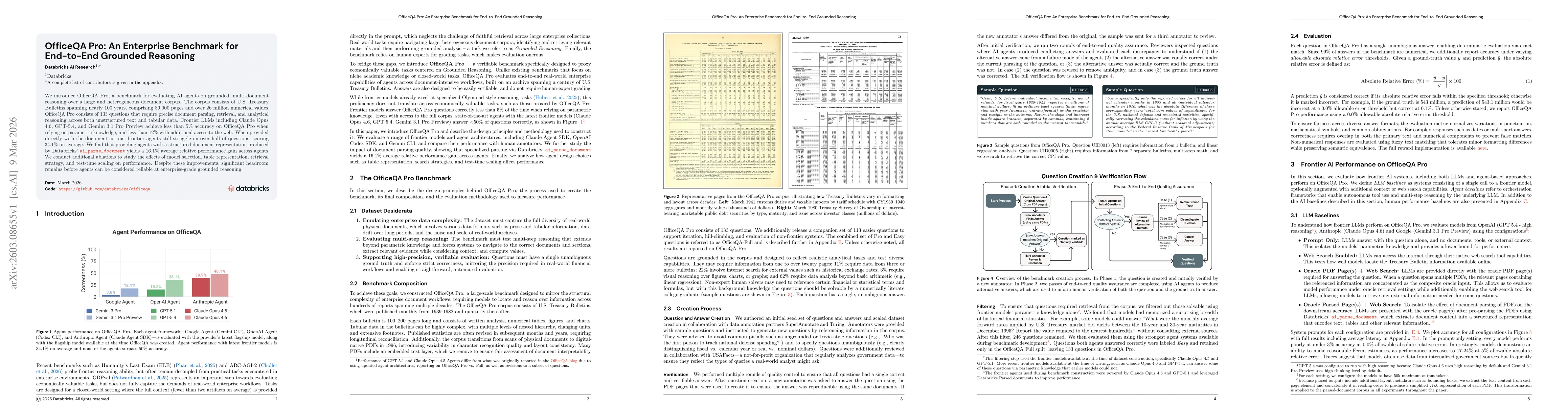 Thumbnail for OfficeQA Pro: An Enterprise Benchmark for End-to-End Grounded Reasoning