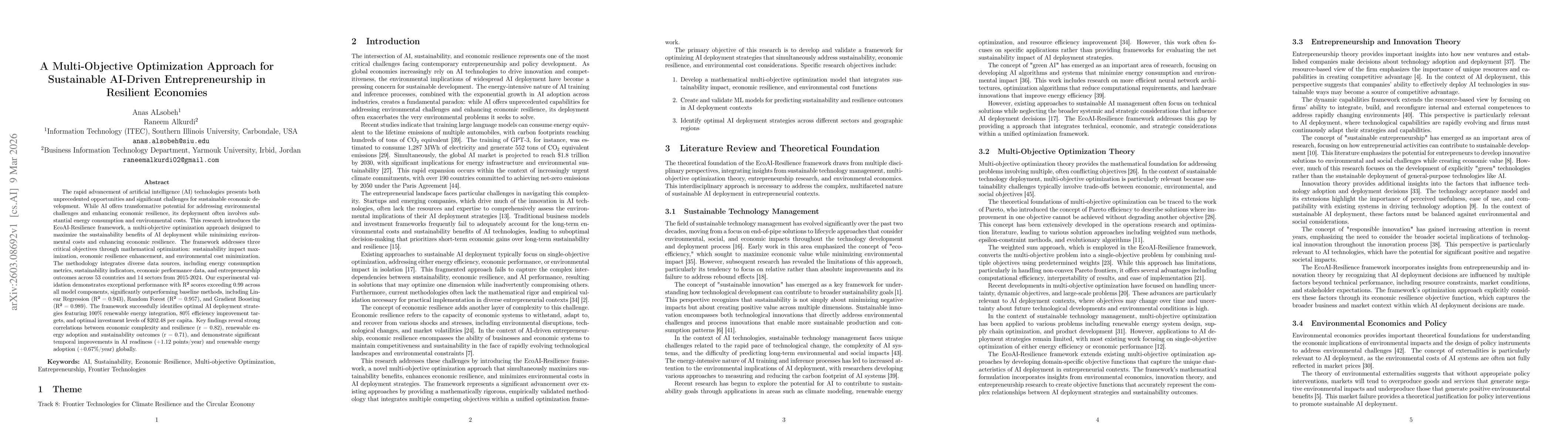 Thumbnail for A Multi-Objective Optimization Approach for Sustainable AI-Driven Entrepreneurship in Resilient Economies