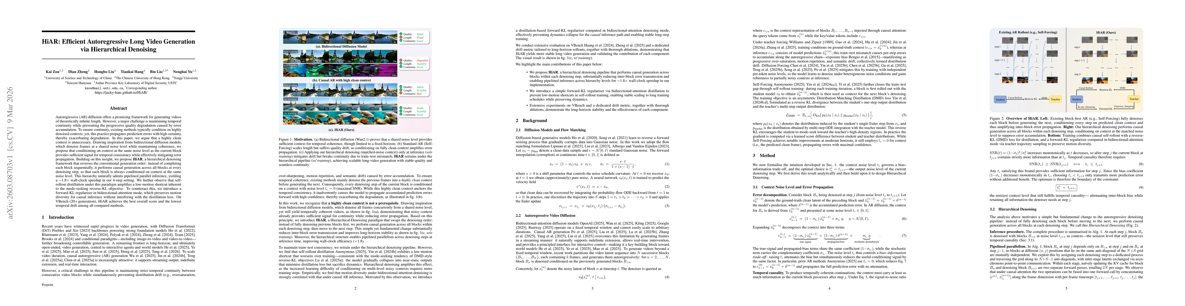 Thumbnail for HiAR: Efficient Autoregressive Long Video Generation via Hierarchical Denoising