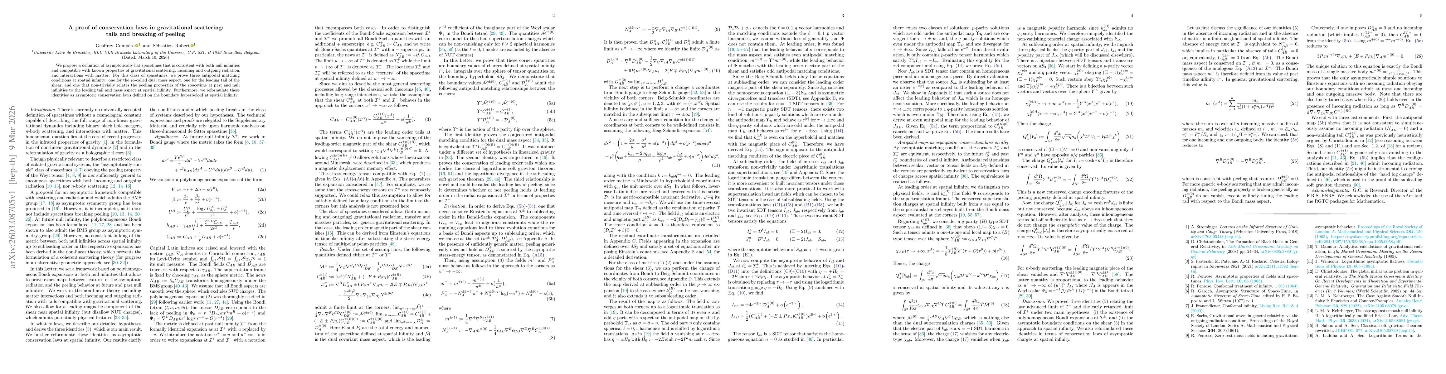 Thumbnail for A proof of conservation laws in gravitational scattering: tails and breaking of peeling