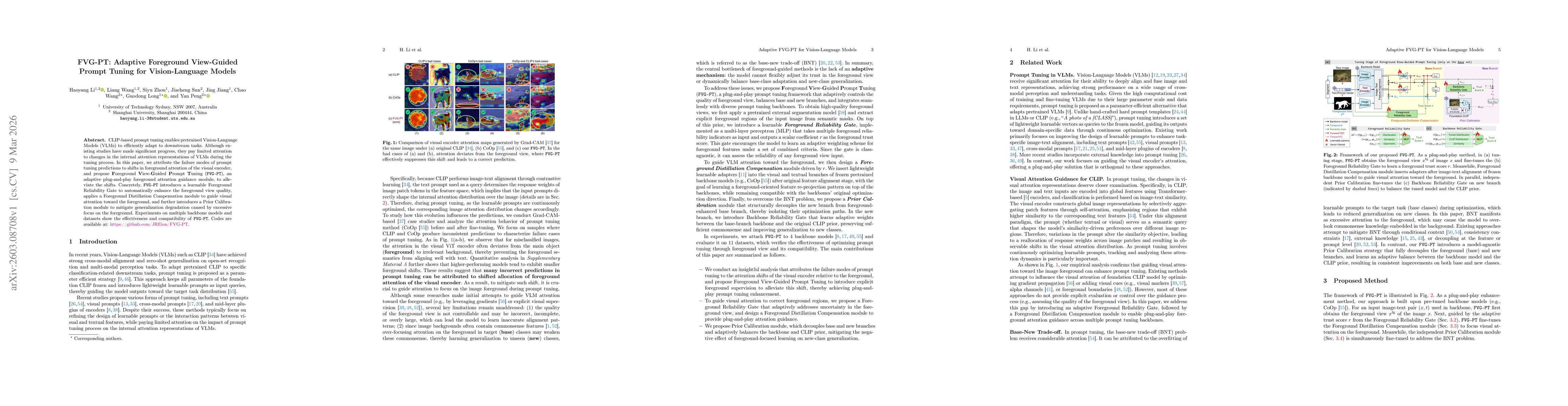 Thumbnail for FVG-PT: Adaptive Foreground View-Guided Prompt Tuning for Vision-Language Models