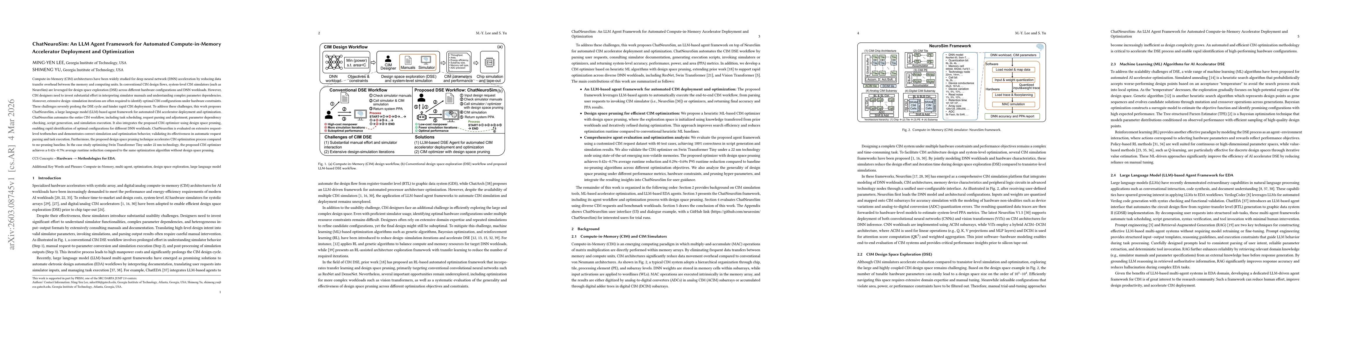Thumbnail for ChatNeuroSim: An LLM Agent Framework for Automated Compute-in-Memory Accelerator Deployment and Optimization