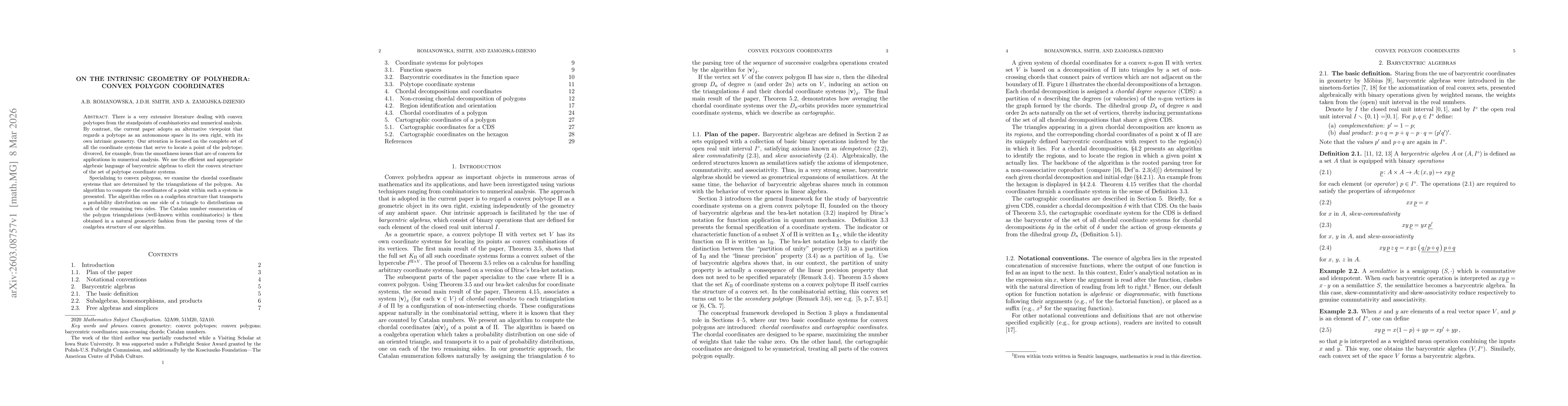 Thumbnail for On the intrinsic geometry of polyhedra: Convex polygon coordinates