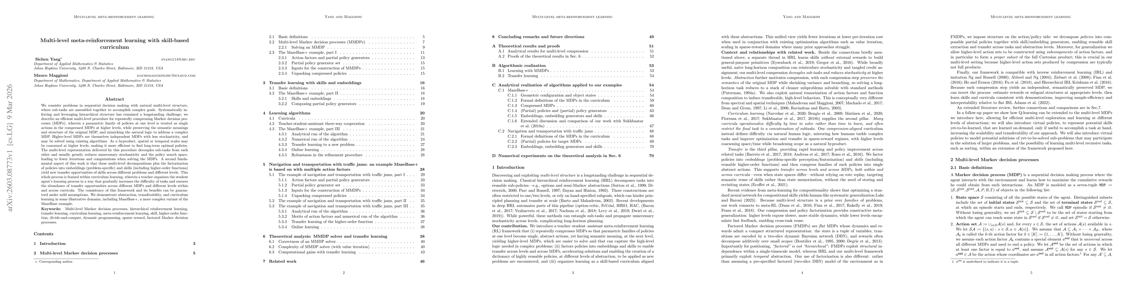 Thumbnail for Multi-level meta-reinforcement learning with skill-based curriculum