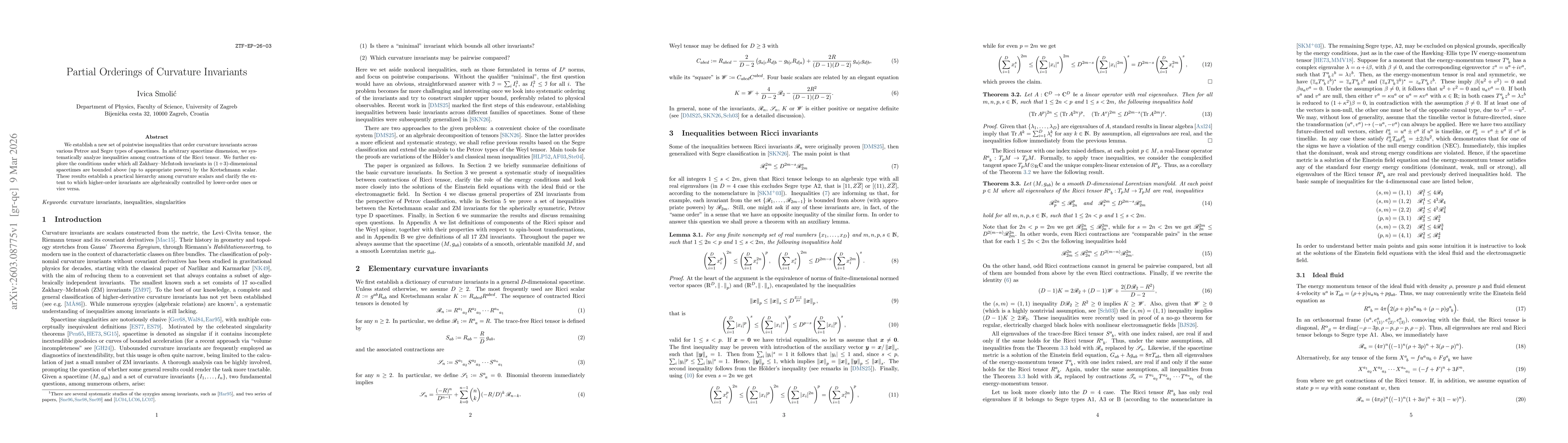 Thumbnail for Partial Orderings of Curvature Invariants