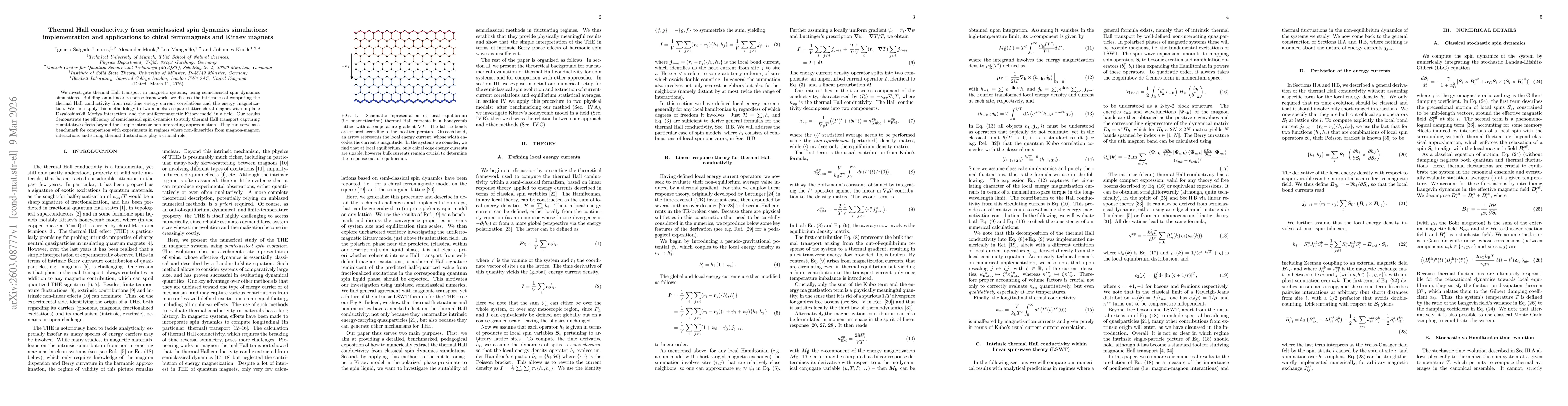 Thumbnail for Thermal Hall conductivity from semiclassical spin dynamics simulations: implementation and applications to chiral ferromagnets and Kitaev magnets