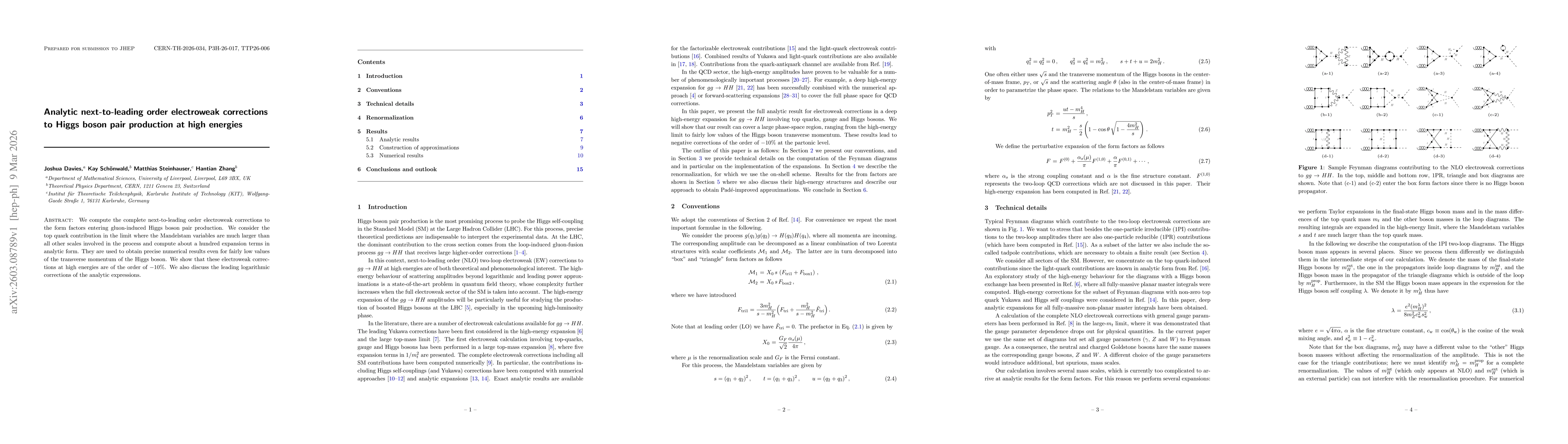 Thumbnail for Analytic next-to-leading order electroweak corrections to Higgs boson pair production at high energies