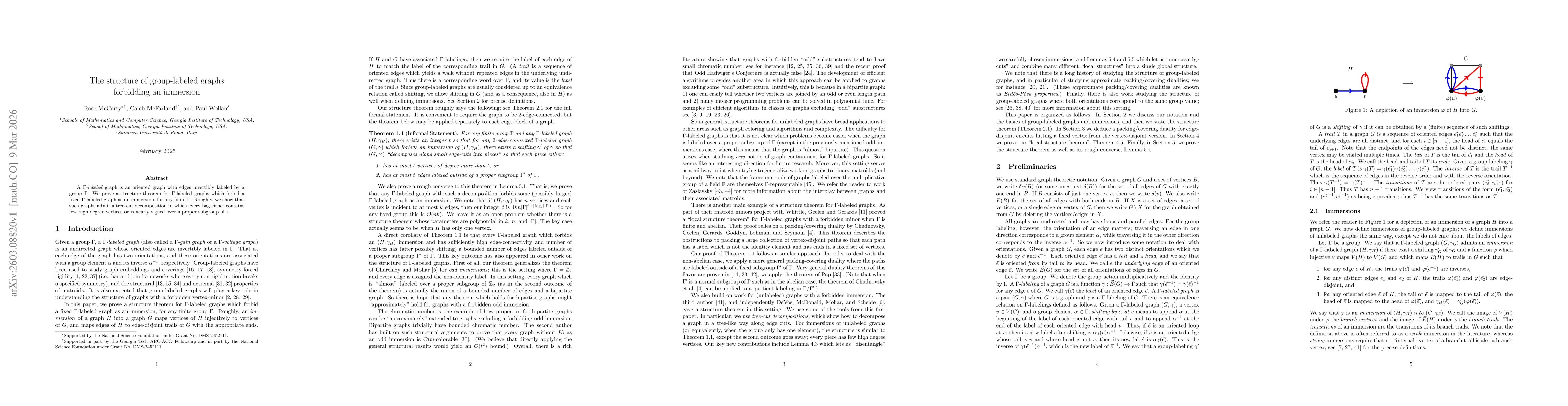 Thumbnail for The structure of group-labeled graphs forbidding an immersion