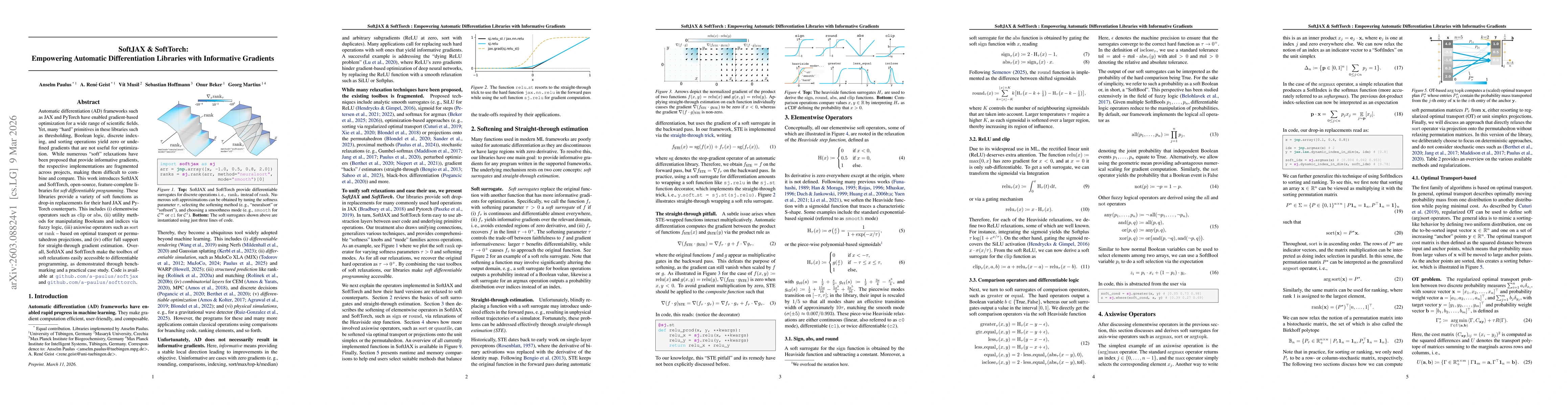 Thumbnail for SoftJAX & SoftTorch: Empowering Automatic Differentiation Libraries with Informative Gradients