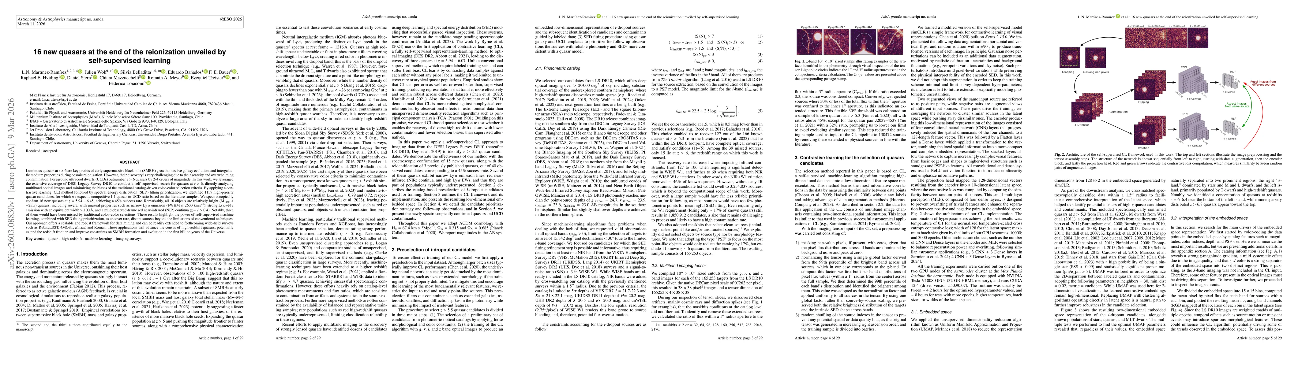 Thumbnail for 16 new quasars at the end of the reionization unveiled by self-supervised learning