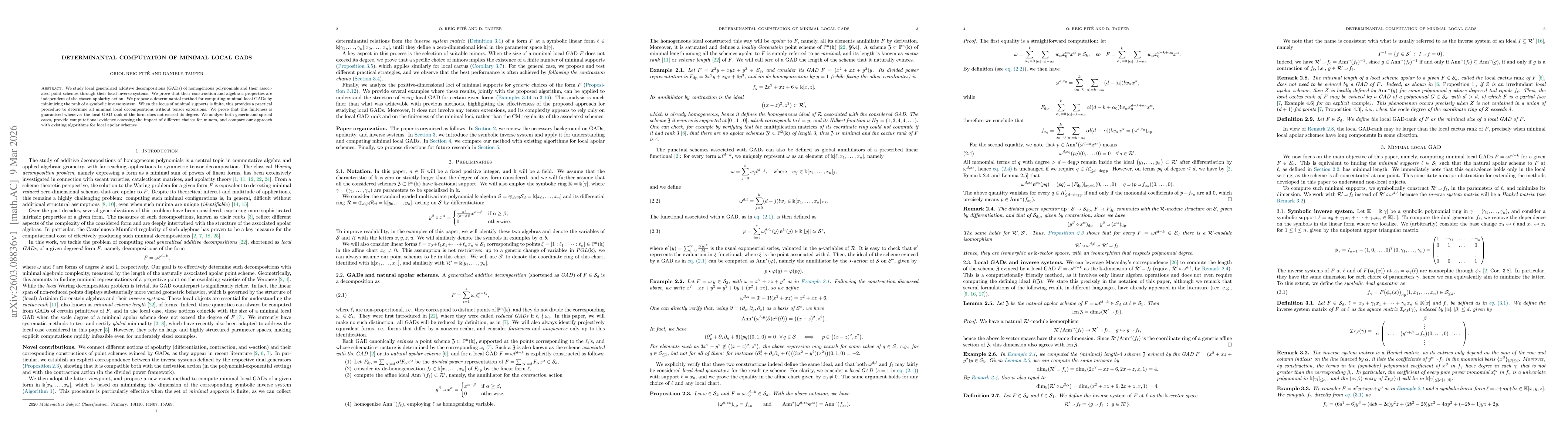 Thumbnail for Determinantal computation of minimal local GADs