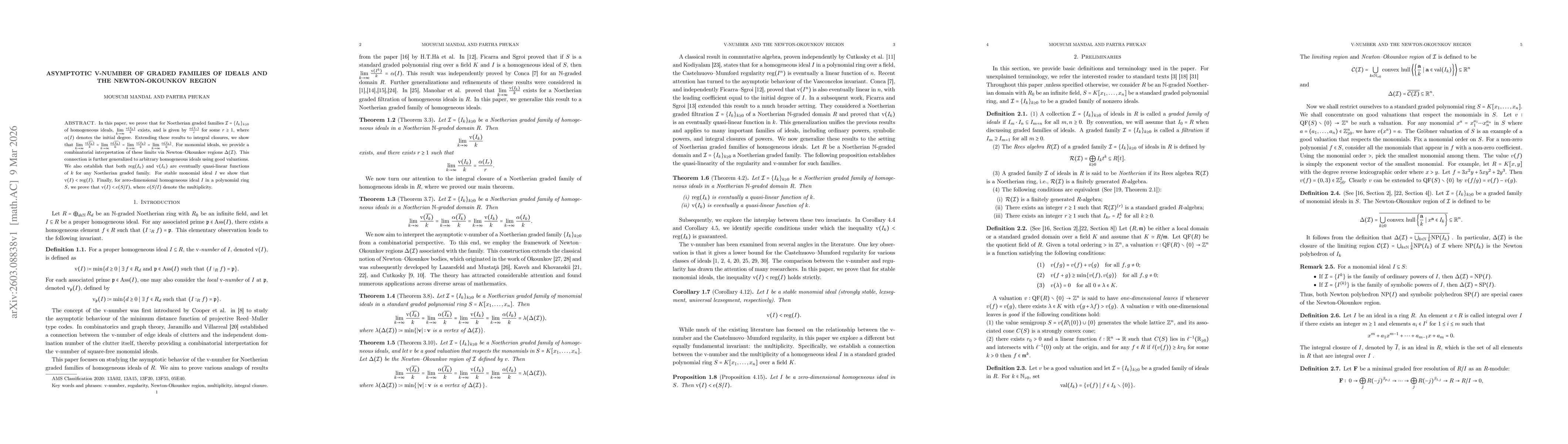 Thumbnail for Asymptotic $\mathrm{v}$-number of graded families of ideals and the Newton-Okounkov region