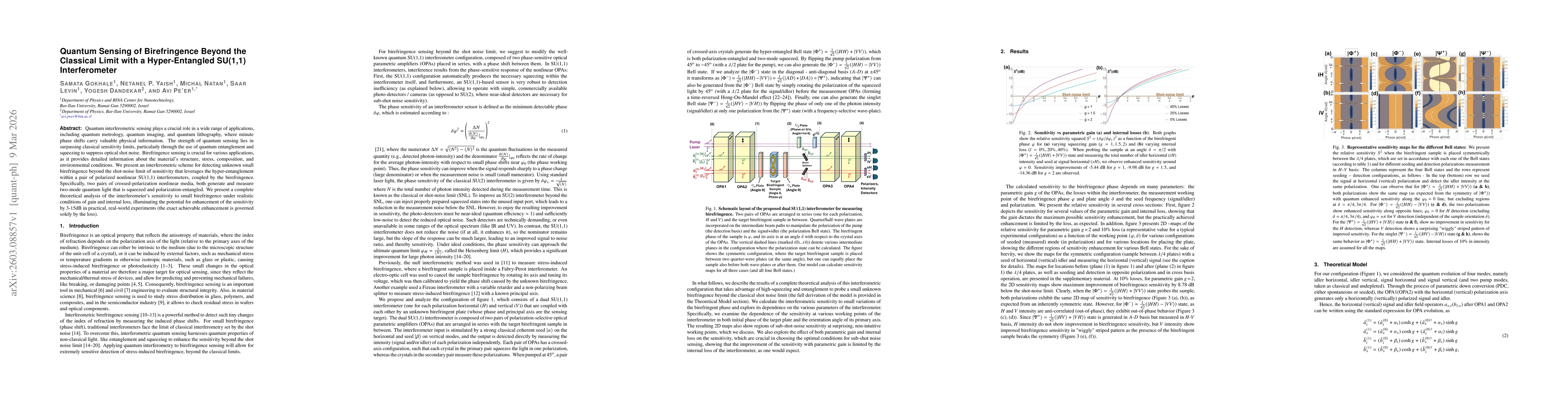 Thumbnail for Quantum Sensing of Birefringence Beyond the Classical Limit with a Hyper-Entangled SU(1,1) Interferometer