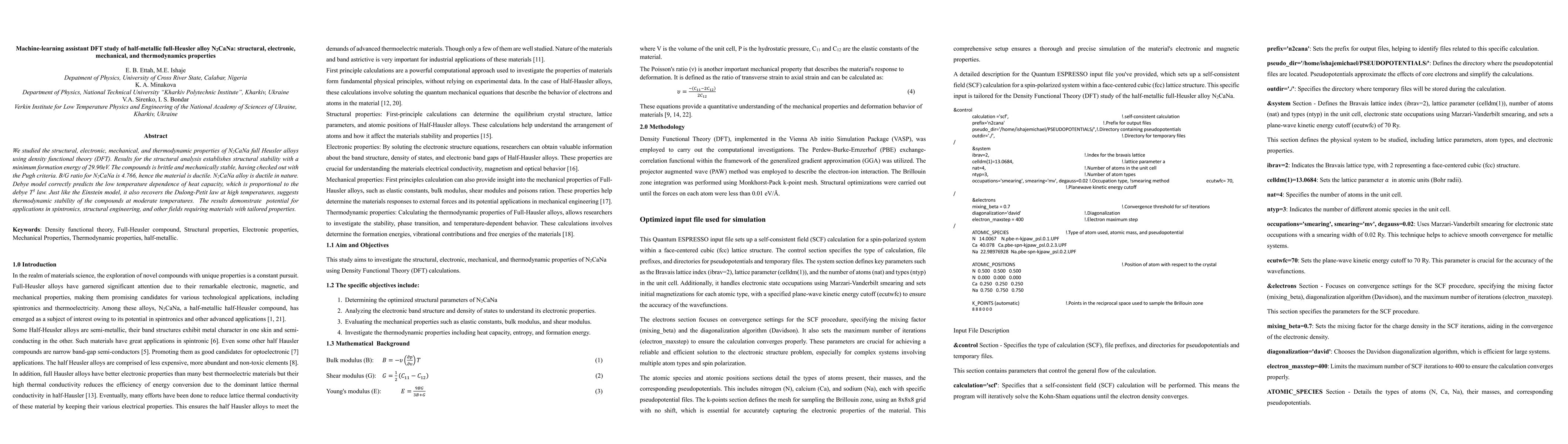 Thumbnail for Machine-learning assistant DFT study of half-metallic full-Heusler alloy N2CaNa: structural, electronic, mechanical, and thermodynamics properties