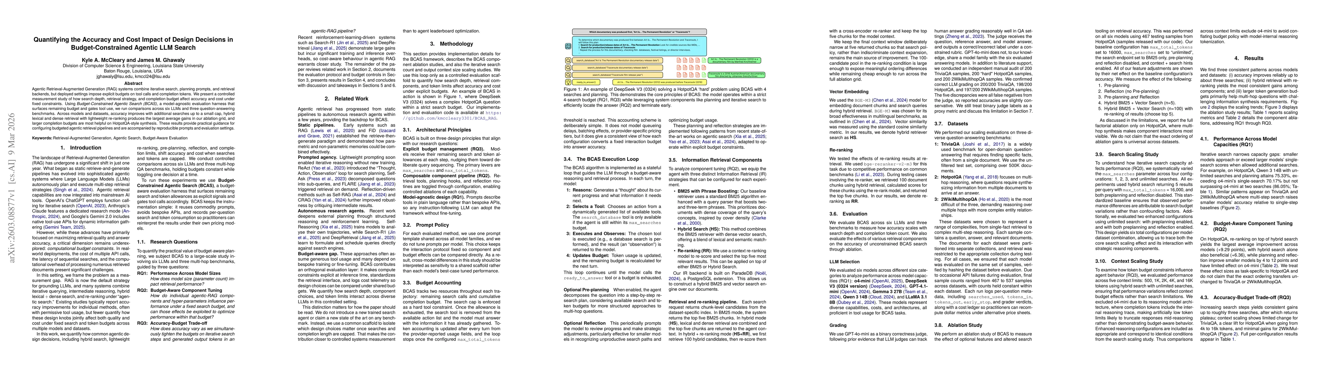 Thumbnail for Quantifying the Accuracy and Cost Impact of Design Decisions in Budget-Constrained Agentic LLM Search