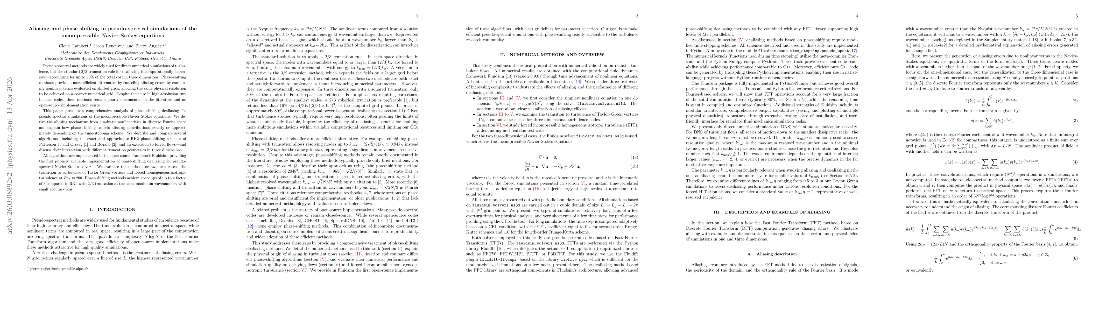 Thumbnail for Aliasing and phase shifting in pseudo-spectral simulations of the incompressible Navier-Stokes equations