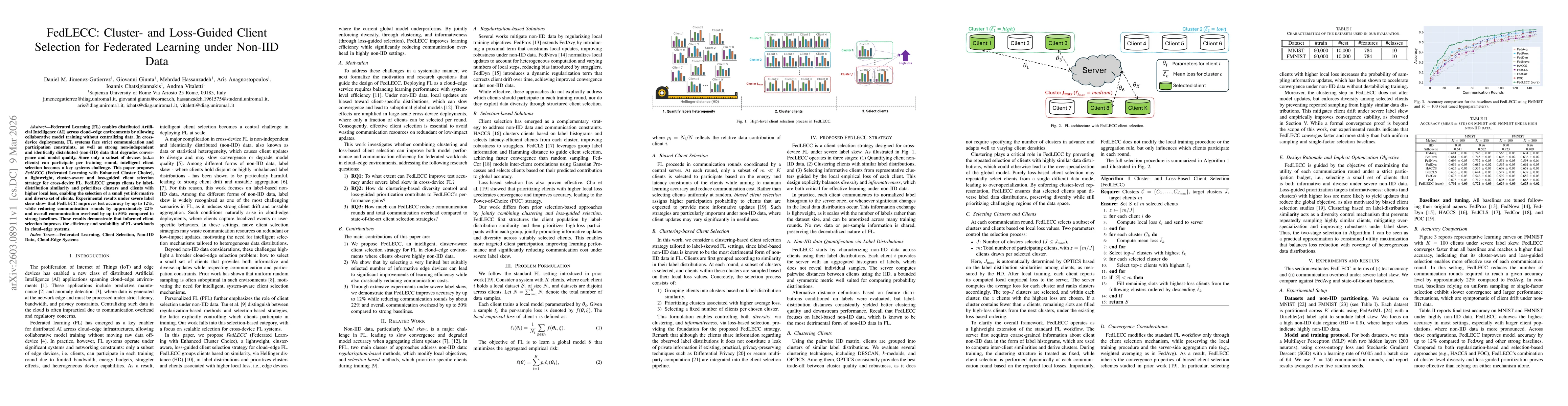 Thumbnail for FedLECC: Cluster- and Loss-Guided Client Selection for Federated Learning under Non-IID Data