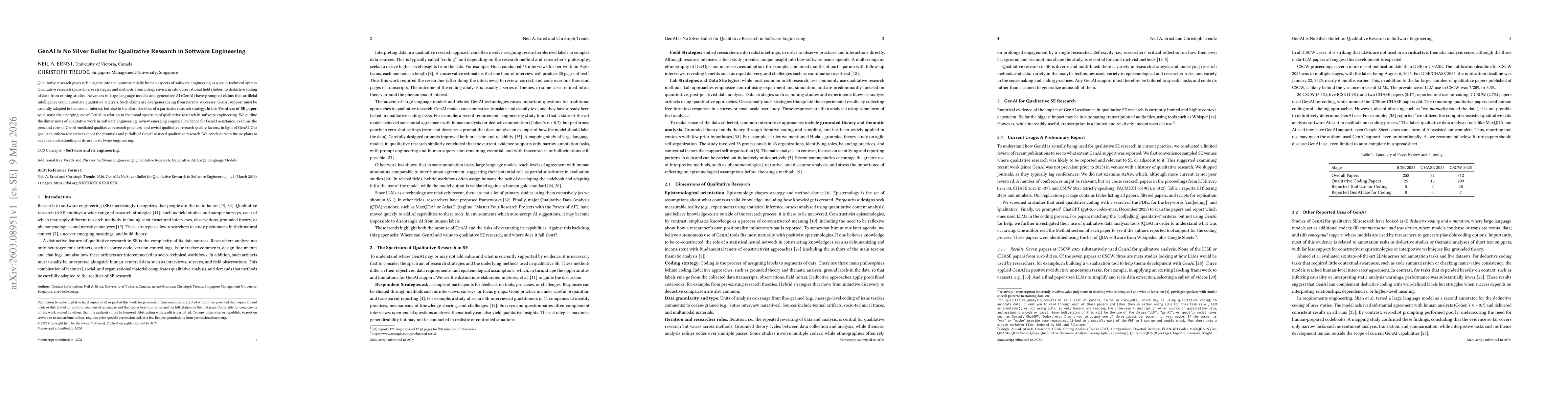 Thumbnail for GenAI Is No Silver Bullet for Qualitative Research in Software Engineering