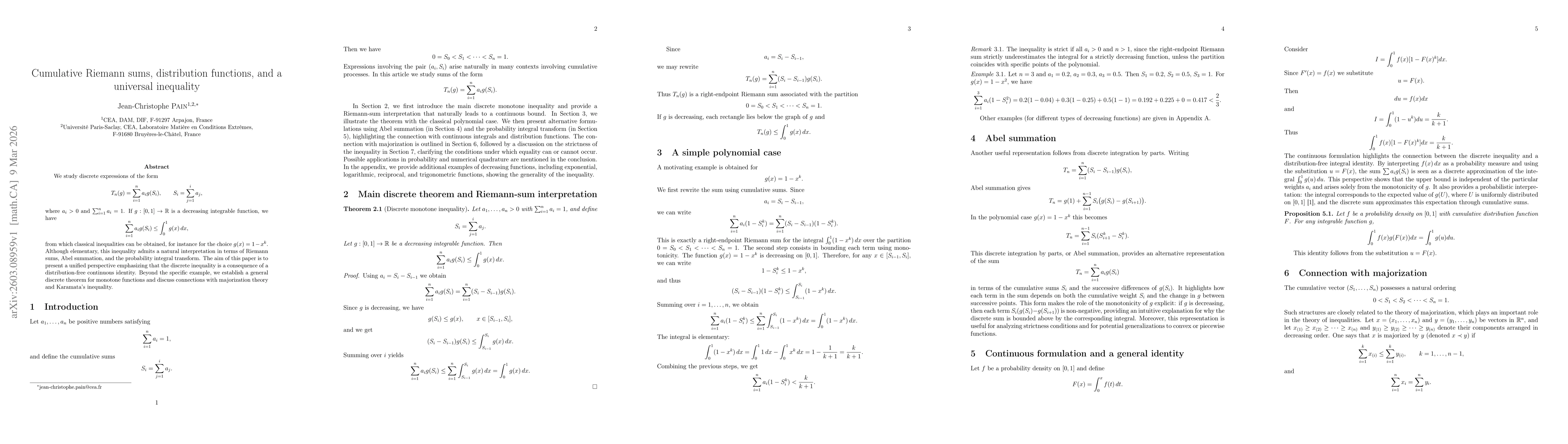 Thumbnail for Cumulative Riemann sums, distribution functions, and a universal inequality