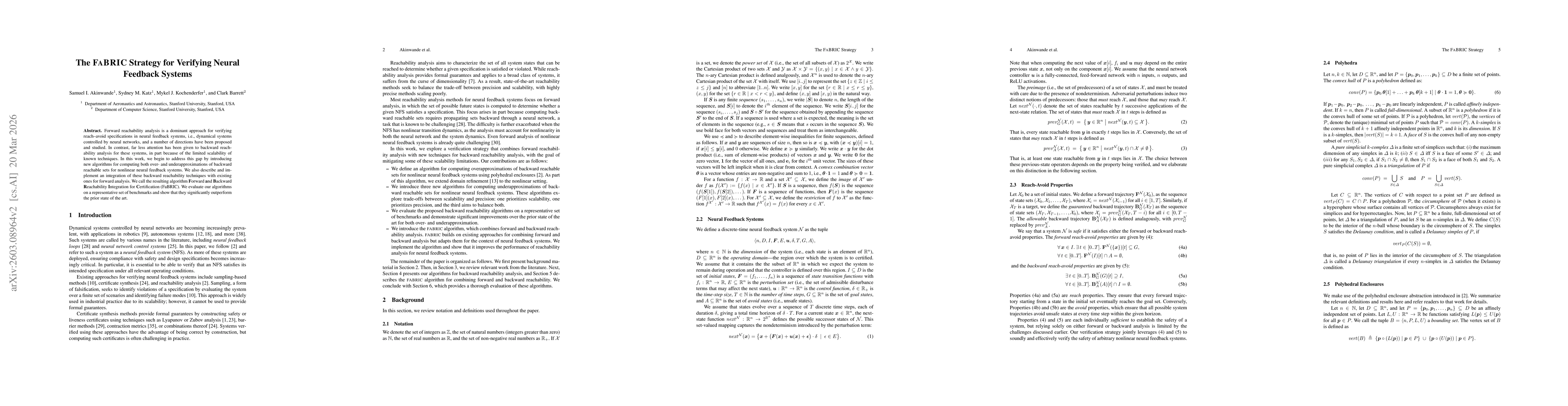 Thumbnail for The FABRIC Strategy for Verifying Neural Feedback Systems