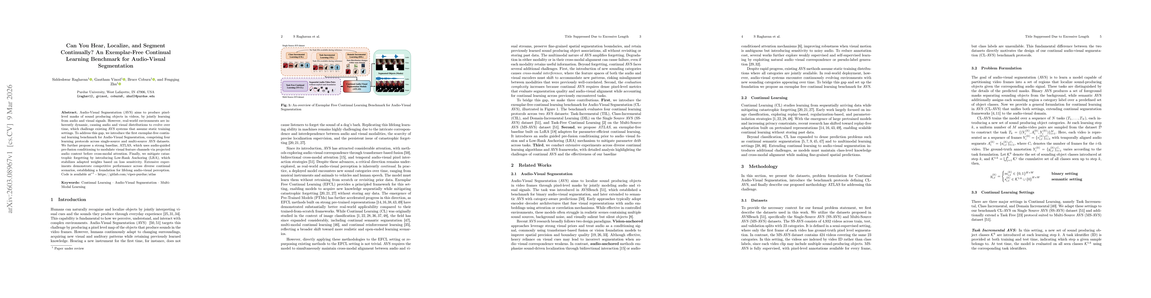 Thumbnail for Can You Hear, Localize, and Segment Continually? An Exemplar-Free Continual Learning Benchmark for Audio-Visual Segmentation