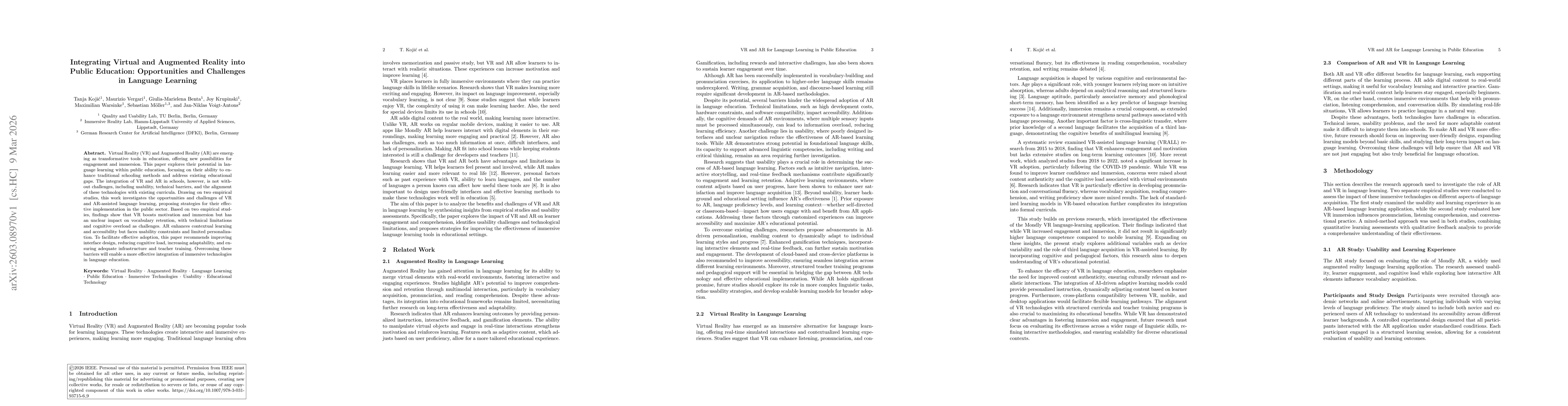 Thumbnail for Integrating Virtual and Augmented Reality into Public Education: Opportunities and Challenges in Language Learning