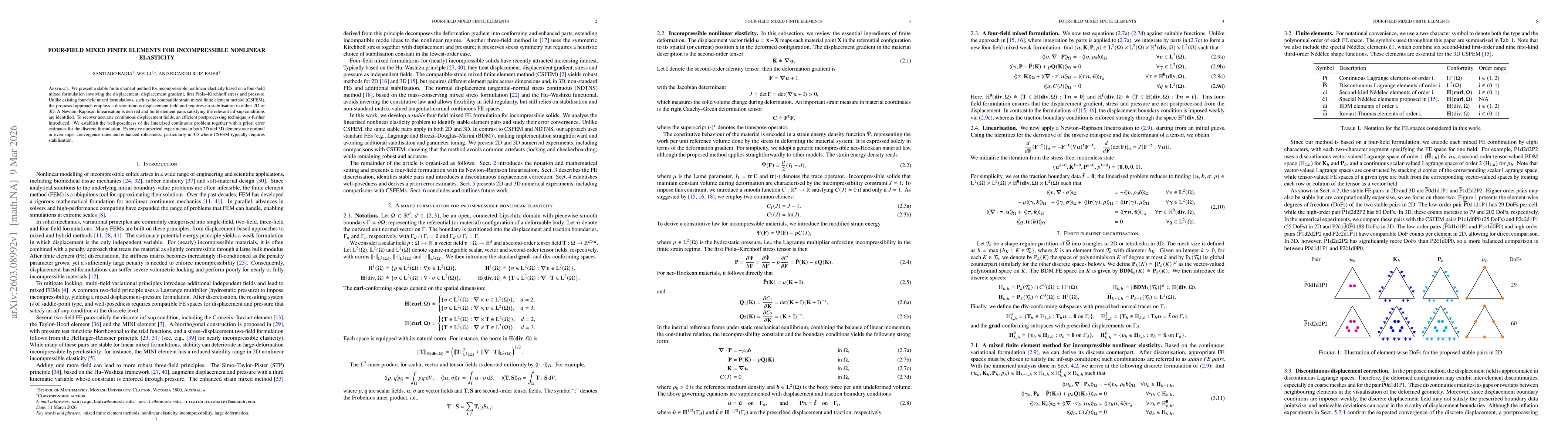 Thumbnail for Four-field mixed finite elements for incompressible nonlinear elasticity