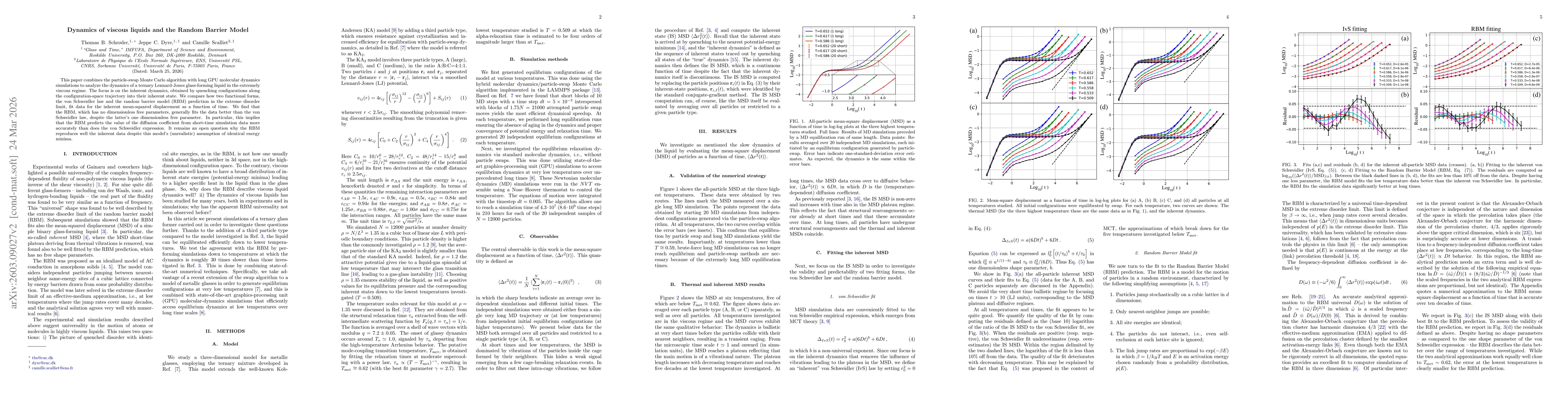 Thumbnail for Dynamics of viscous liquids and the Random Barrier Model