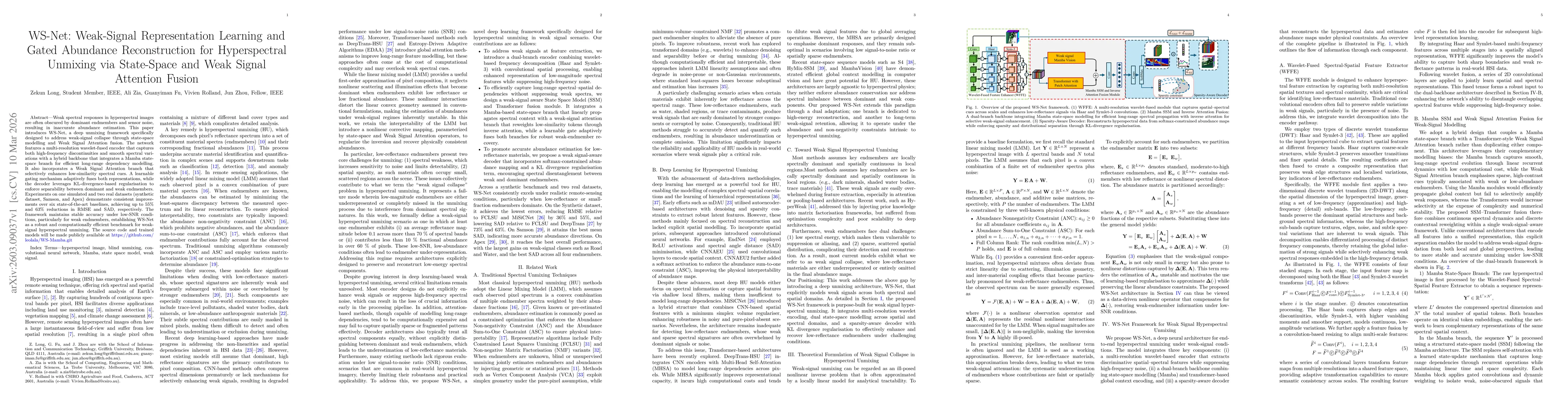 Thumbnail for WS-Net: Weak-Signal Representation Learning and Gated Abundance Reconstruction for Hyperspectral Unmixing via State-Space and Weak Signal Attention Fusion