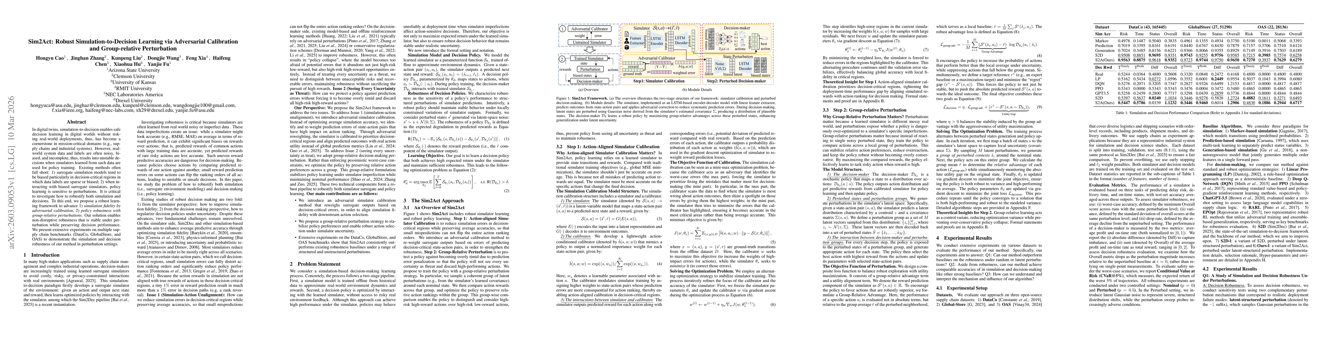 Thumbnail for Sim2Act: Robust Simulation-to-Decision Learning via Adversarial Calibration and Group-Relative Perturbation