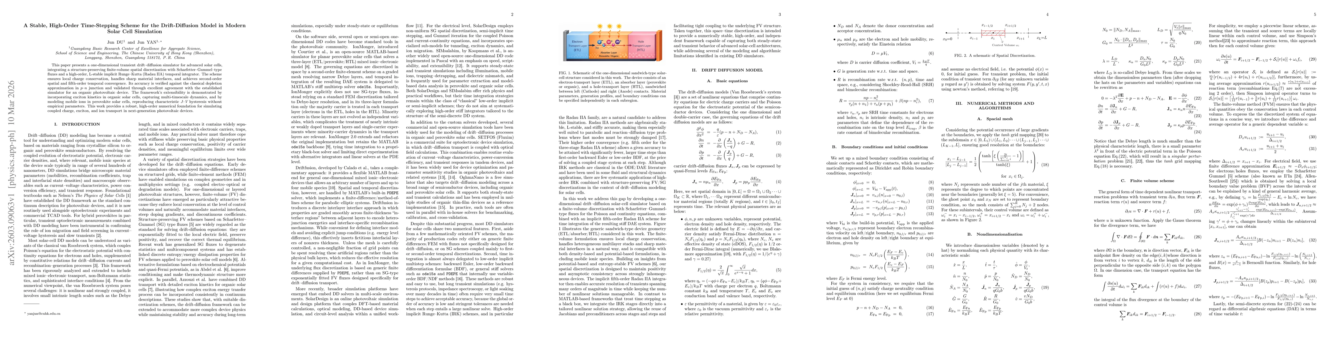 Thumbnail for A Stable, High-Order Time-Stepping Scheme for the Drift-Diffusion Model in Modern Solar Cell Simulation