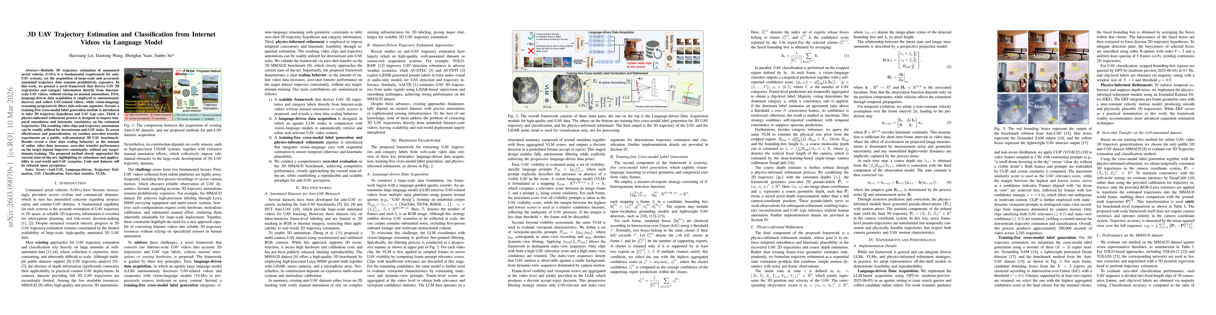 Thumbnail for 3D UAV Trajectory Estimation and Classification from Internet Videos via Language Model