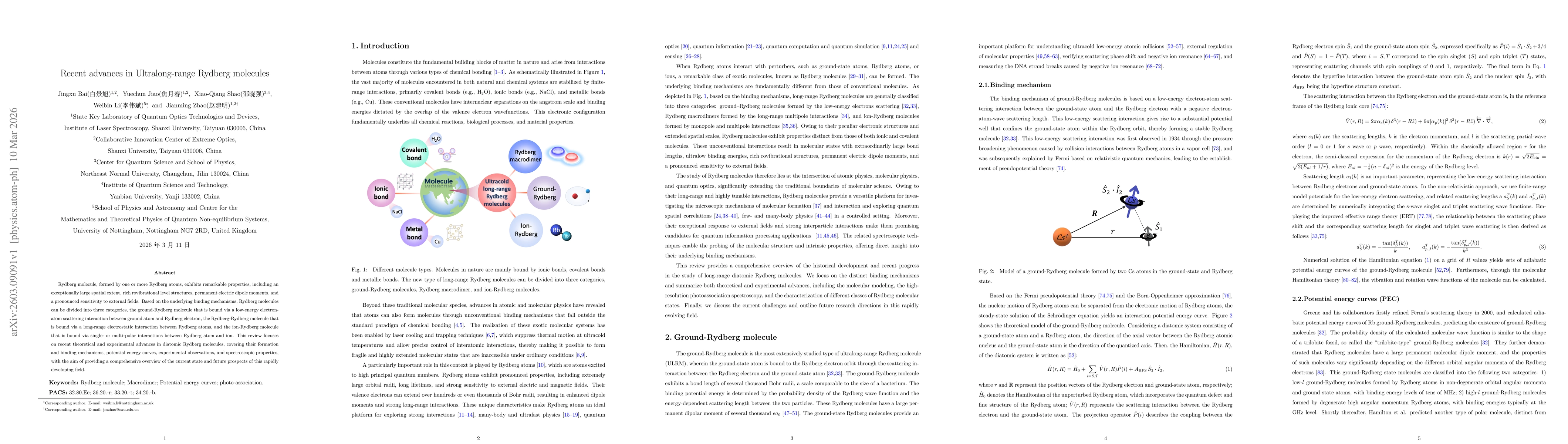 Thumbnail for Recent advances in Ultralong-range Rydberg molecules